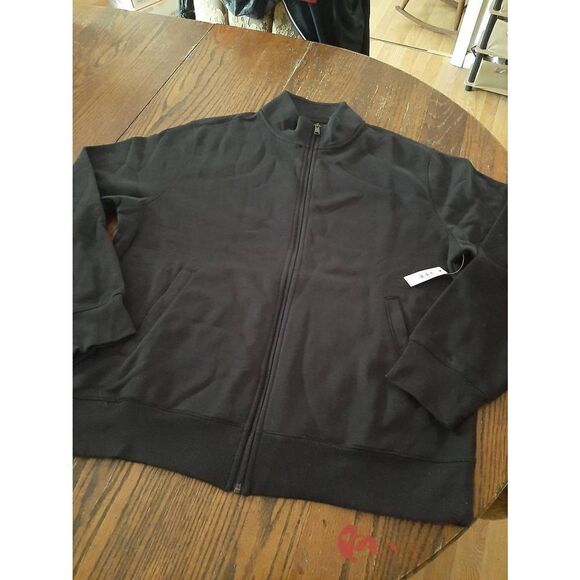 New XL Amazon Essentials Black Long Sleeve Full Zip Sweatshirt Jacket w/ Pockets - Picture 3 of 5